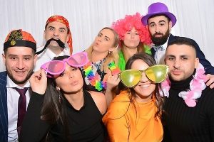 Photo booth group with props