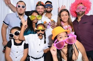 Photo booth group with props