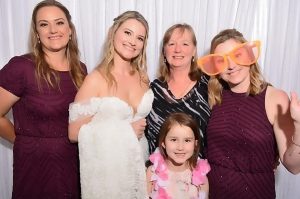 Photo booth bride and family