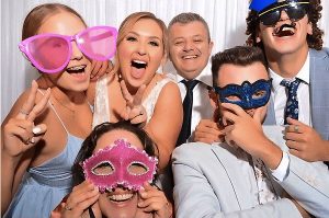 Photo booth hire Sydney group shot with props