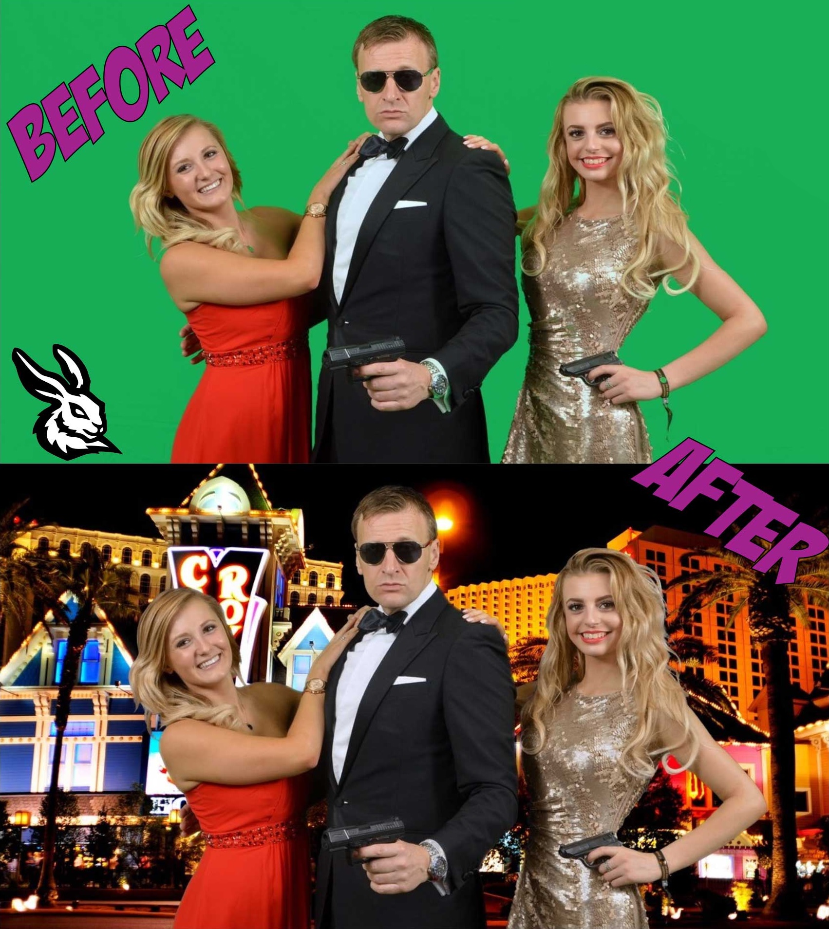 Green Screen photobooth before and After